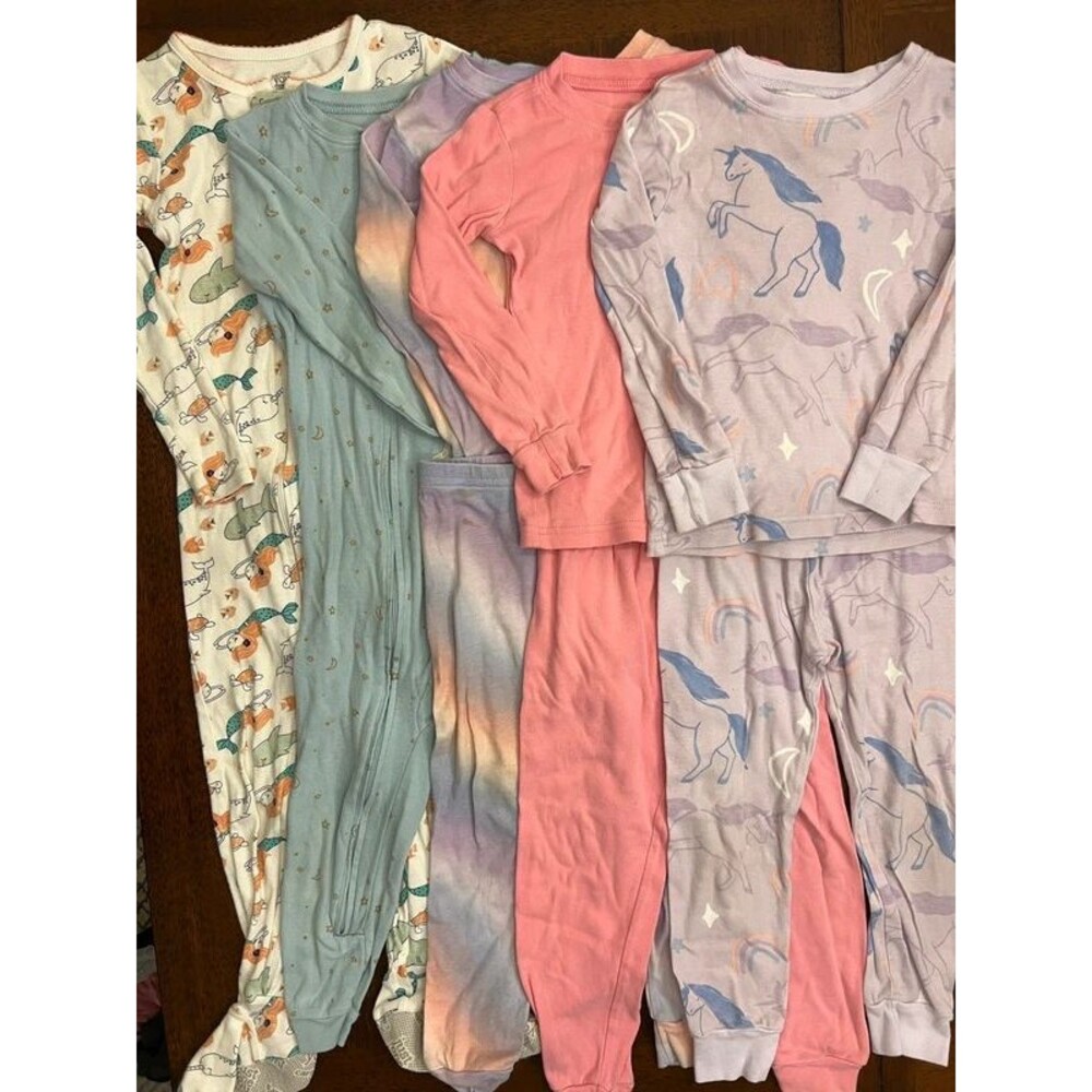 5 Pairs of Toddler Girls Pajamas Long Sleeve Pants 100% Cotton Carter’s Bundle